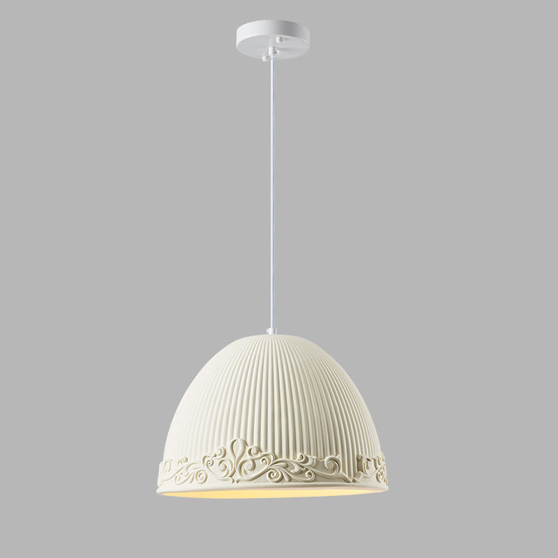 Contemporary Scandinavian Bowl Shape Semicircle Glass Resin 1 - Light Pendant Light For Dining Room