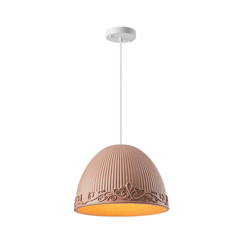 Contemporary Scandinavian Bowl Shape Semicircle Glass Resin 1 - Light Pendant Light For Dining Room