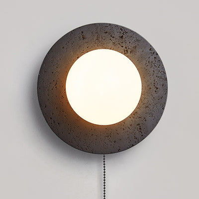 Moderne Art Deco Runde Schwarze Travertin Glas 1 - Licht Wandleuchte Für Schlafzimmer 