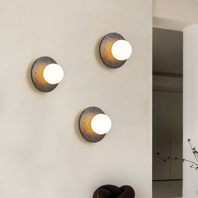 Moderne Art Deco Runde Schwarze Travertin Glas 1 - Licht Wandleuchte Für Schlafzimmer 