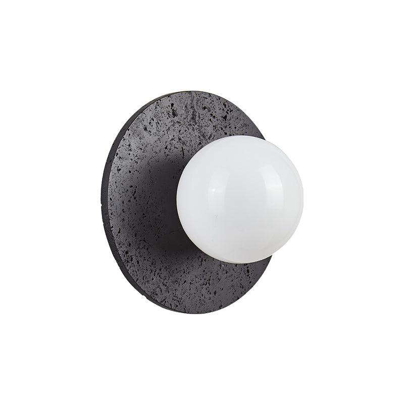 Moderne Art Deco Runde Schwarze Travertin Glas 1 - Licht Wandleuchte Für Schlafzimmer 