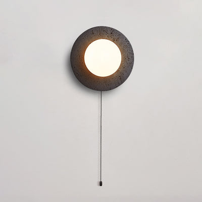 Moderne Art Deco Runde Schwarze Travertin Glas 1 - Licht Wandleuchte Für Schlafzimmer 