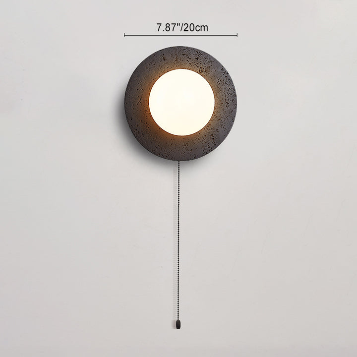 Moderne Art Deco Runde Schwarze Travertin Glas 1 - Licht Wandleuchte Für Schlafzimmer 