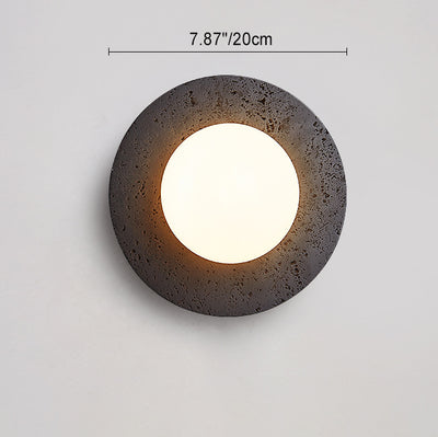 Moderne Art Deco Runde Schwarze Travertin Glas 1 - Licht Wandleuchte Für Schlafzimmer 