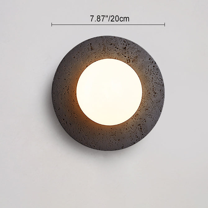 Moderne Art Deco Runde Schwarze Travertin Glas 1 - Licht Wandleuchte Für Schlafzimmer 