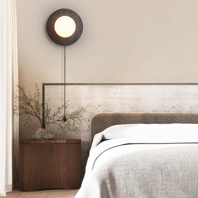 Moderne Art Deco Runde Schwarze Travertin Glas 1 - Licht Wandleuchte Für Schlafzimmer 