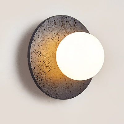 Moderne Art Deco Runde Schwarze Travertin Glas 1 - Licht Wandleuchte Für Schlafzimmer 