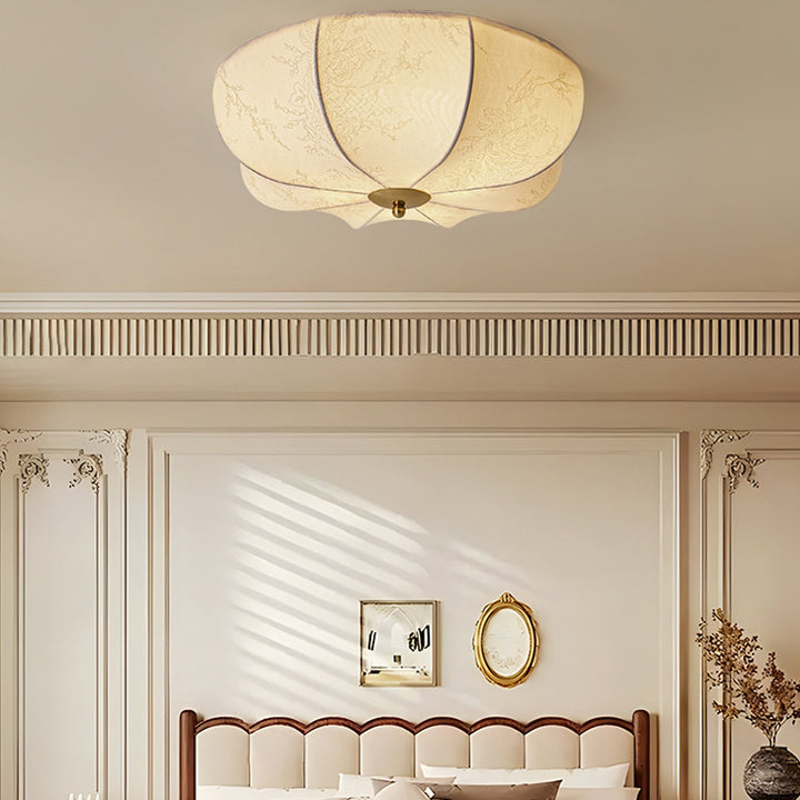 Moderne Retro-Muster Stoff Eisen 3 - Licht Deckenleuchte für Schlafzimmer 