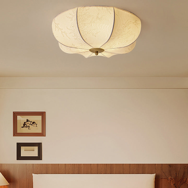 Moderne Retro-Muster Stoff Eisen 3 - Licht Deckenleuchte für Schlafzimmer 