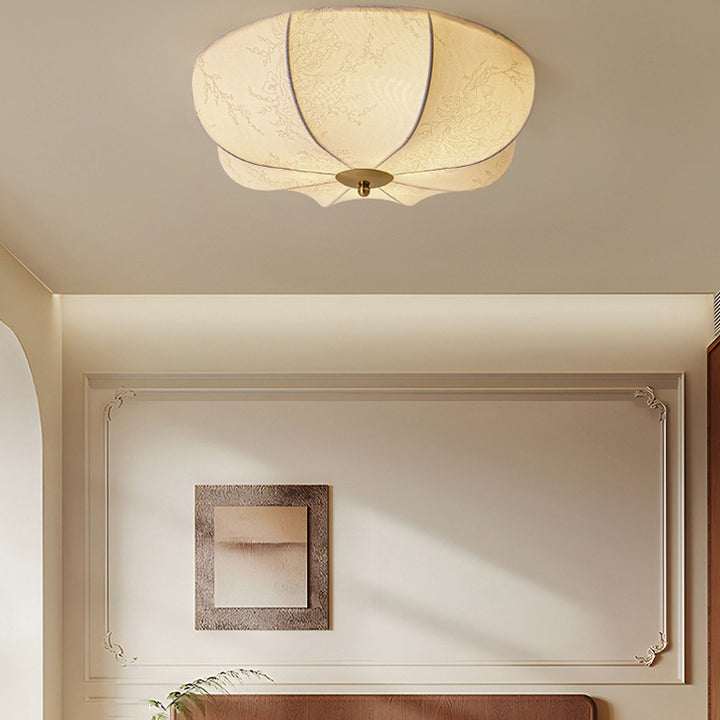 Moderne Retro-Muster Stoff Eisen 3 - Licht Deckenleuchte für Schlafzimmer 