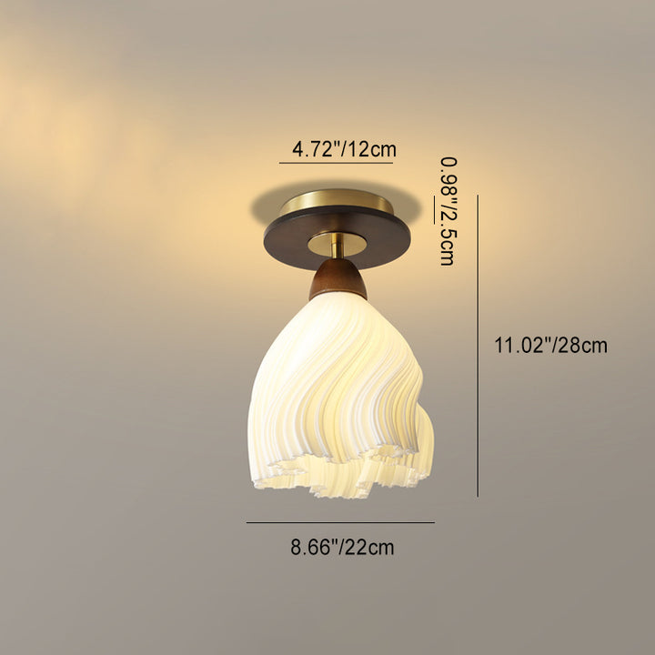 Zeitgenössische Retro-Kuppel-Blumen-Gummi-Holz-ABS-PLA 1 - Licht Halbeinbau-Deckenleuchte für Flure 