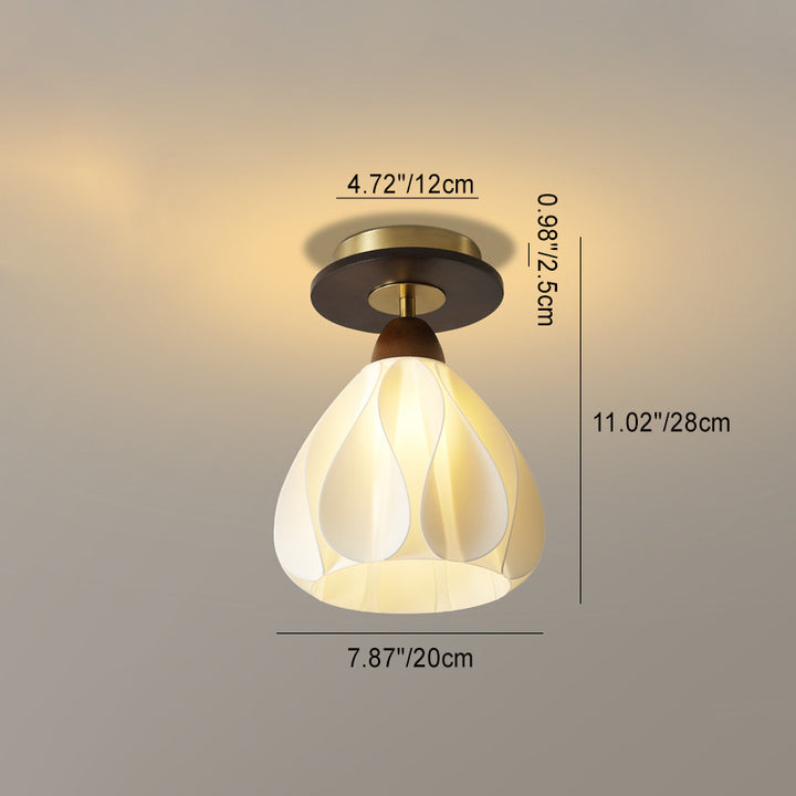 Zeitgenössische Retro-Kuppel-Blumen-Gummi-Holz-ABS-PLA 1 - Licht Halbeinbau-Deckenleuchte für Flure 