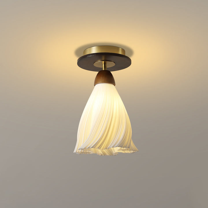 Zeitgenössische Retro-Kuppel-Blumen-Gummi-Holz-ABS-PLA 1 - Licht Halbeinbau-Deckenleuchte für Flure 