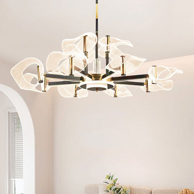 Contemporary Scandinavian Acrylic Iron LED Chandeliers For Living Room