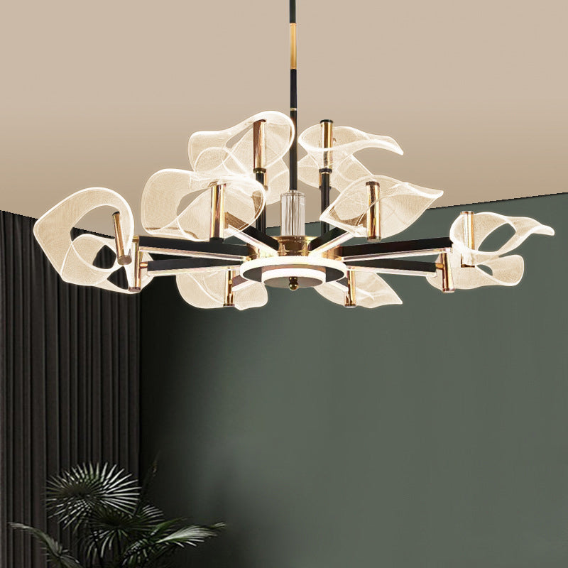 Contemporary Scandinavian Acrylic Iron LED Chandeliers For Living Room