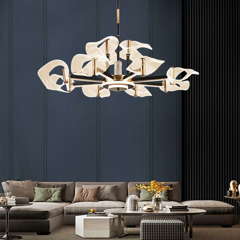 Contemporary Scandinavian Acrylic Iron LED Chandeliers For Living Room
