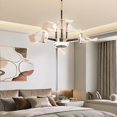 Contemporary Scandinavian Acrylic Iron LED Chandeliers For Living Room