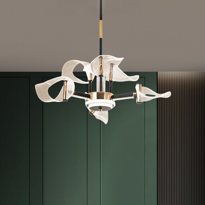 Contemporary Scandinavian Acrylic Iron LED Chandeliers For Living Room