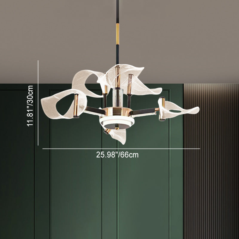 Contemporary Scandinavian Acrylic Iron LED Chandeliers For Living Room