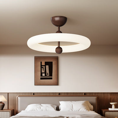 Luz de techo semiempotrada LED de montaje en el techo de dormitorio de hierro y nogal con moldeo rotacional de cúpula redonda retro contemporánea 