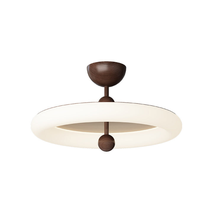 Zeitgenössische Retro-Rundkuppel Rotationsguss Walnuss Eisen LED Deckenleuchte für das Schlafzimmer 