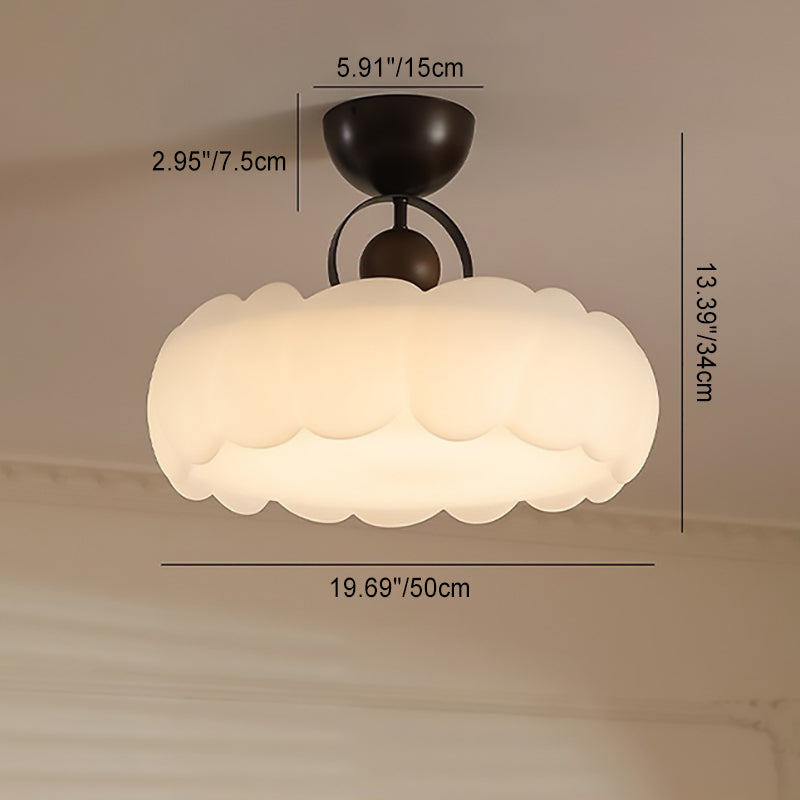Dôme de Nuage Rétro Contemporain en Fer et Acrylique LED Plafonnier Semi-Encastré pour Chambre 