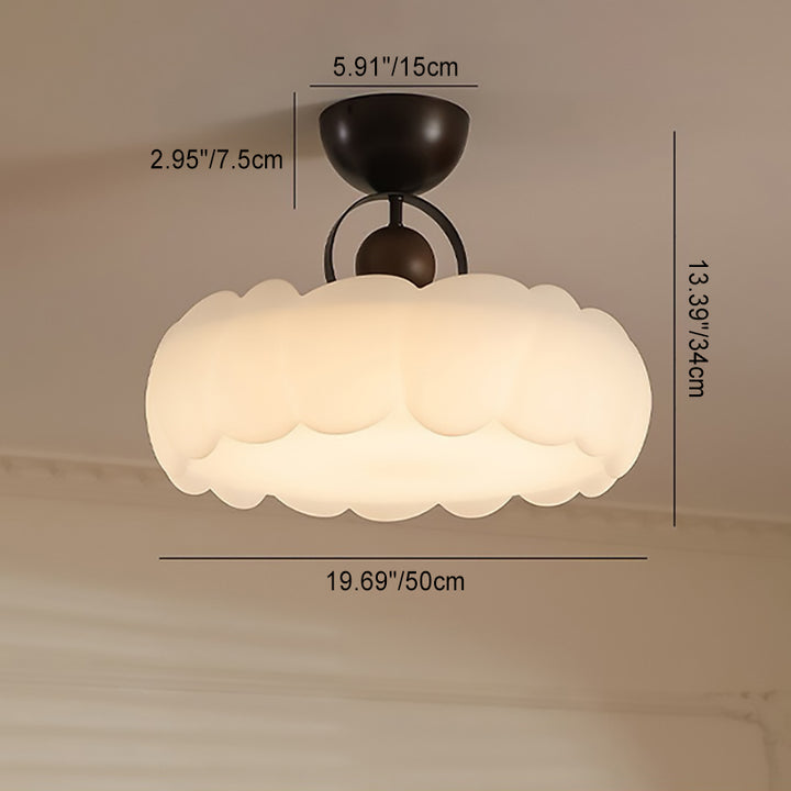Dôme de Nuage Rétro Contemporain en Fer et Acrylique LED Plafonnier Semi-Encastré pour Chambre 