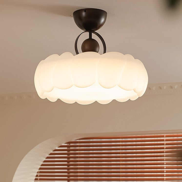 Dôme de Nuage Rétro Contemporain en Fer et Acrylique LED Plafonnier Semi-Encastré pour Chambre 