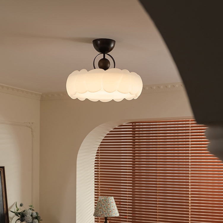 Dôme de Nuage Rétro Contemporain en Fer et Acrylique LED Plafonnier Semi-Encastré pour Chambre 