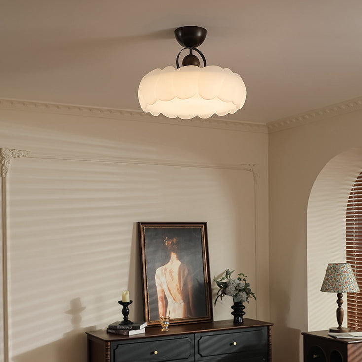 Dôme de Nuage Rétro Contemporain en Fer et Acrylique LED Plafonnier Semi-Encastré pour Chambre 