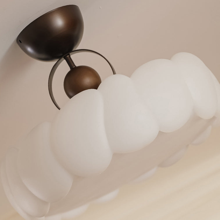 Dôme de Nuage Rétro Contemporain en Fer et Acrylique LED Plafonnier Semi-Encastré pour Chambre 