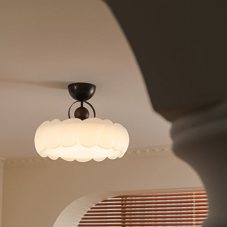 Dôme de Nuage Rétro Contemporain en Fer et Acrylique LED Plafonnier Semi-Encastré pour Chambre 