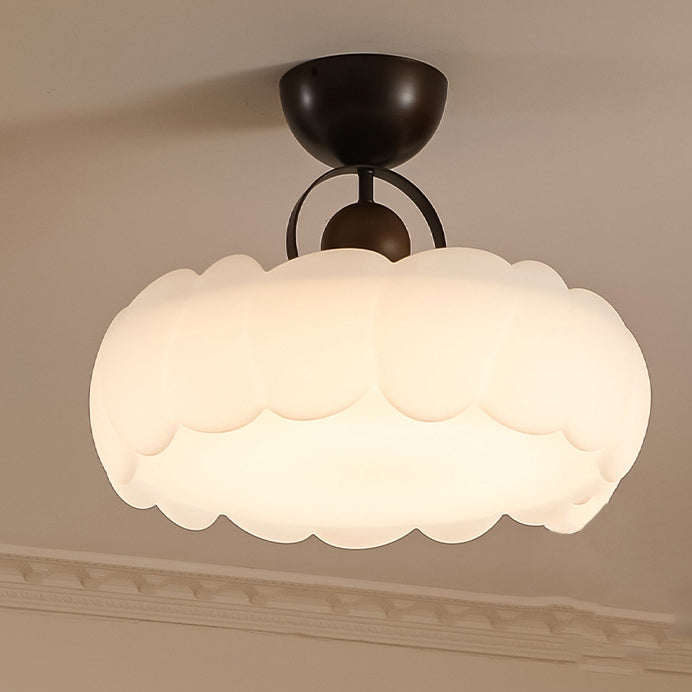 Dôme de Nuage Rétro Contemporain en Fer et Acrylique LED Plafonnier Semi-Encastré pour Chambre 