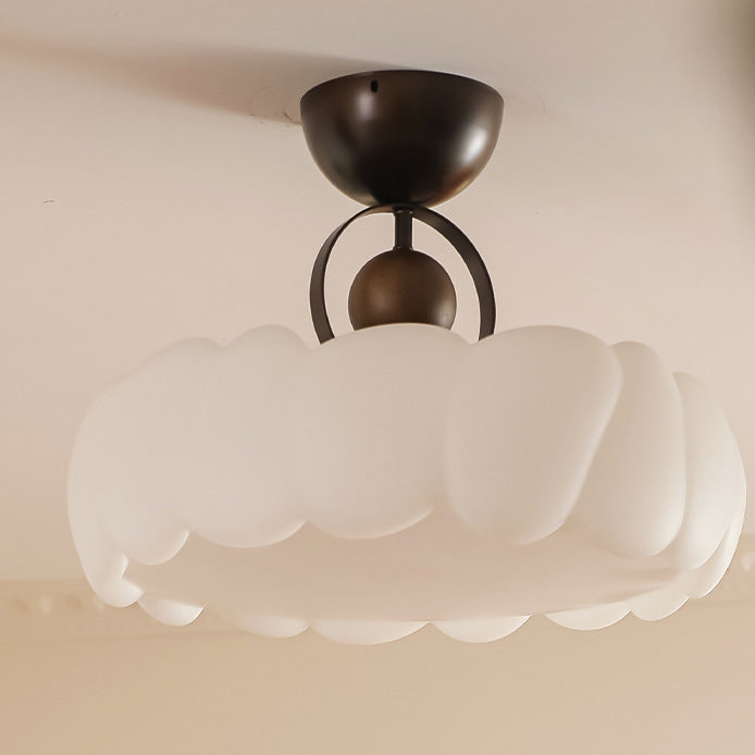Dôme de Nuage Rétro Contemporain en Fer et Acrylique LED Plafonnier Semi-Encastré pour Chambre 
