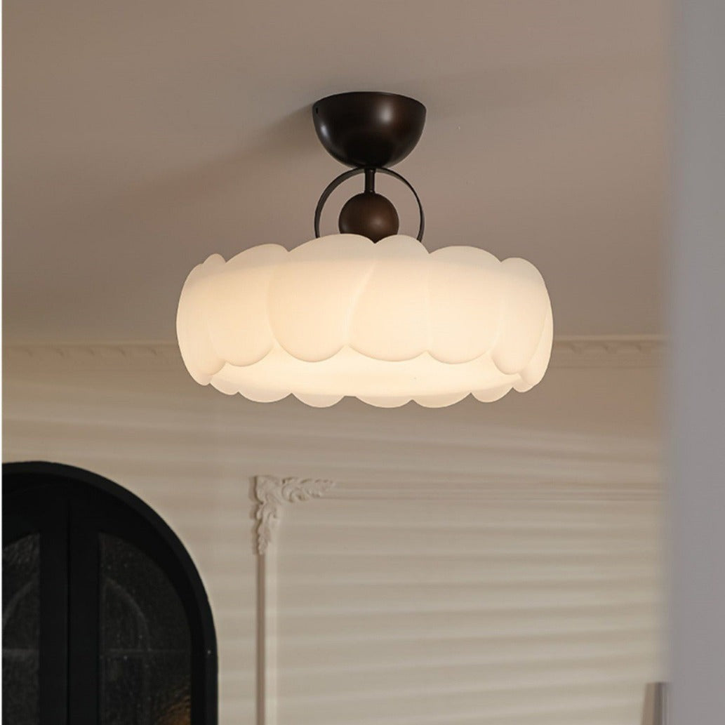 Dôme de Nuage Rétro Contemporain en Fer et Acrylique LED Plafonnier Semi-Encastré pour Chambre 