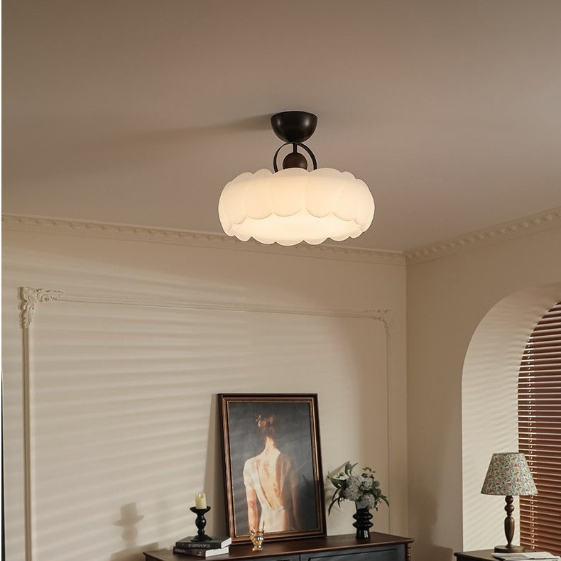 Dôme de Nuage Rétro Contemporain en Fer et Acrylique LED Plafonnier Semi-Encastré pour Chambre 