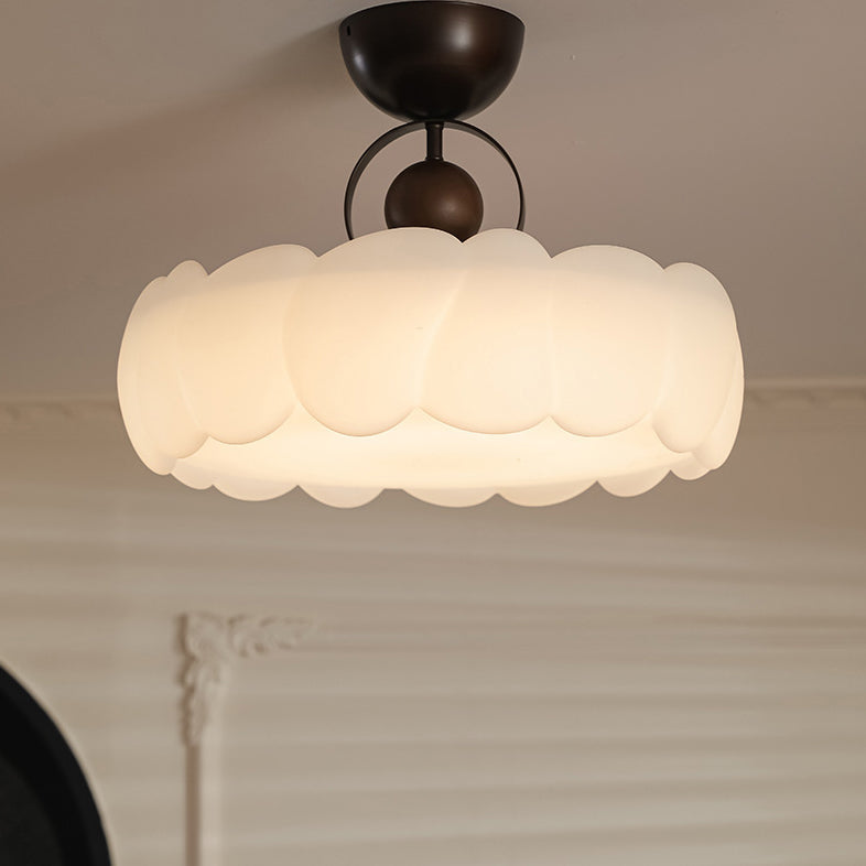 Dôme de Nuage Rétro Contemporain en Fer et Acrylique LED Plafonnier Semi-Encastré pour Chambre 