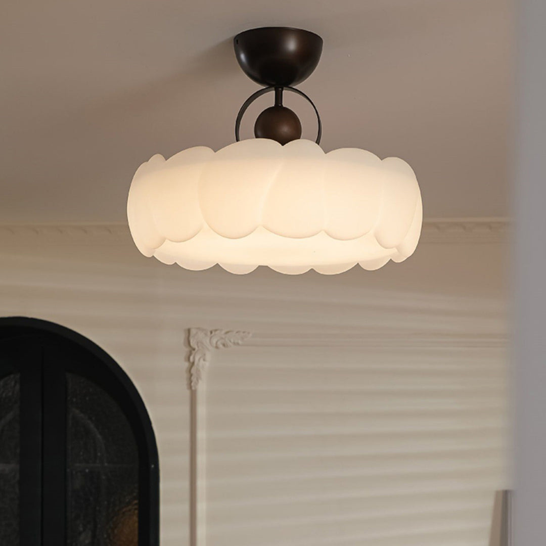 Dôme de Nuage Rétro Contemporain en Fer et Acrylique LED Plafonnier Semi-Encastré pour Chambre 