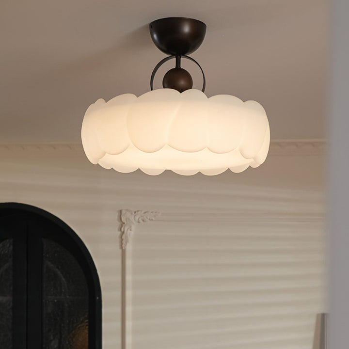 Dôme de Nuage Rétro Contemporain en Fer et Acrylique LED Plafonnier Semi-Encastré pour Chambre 