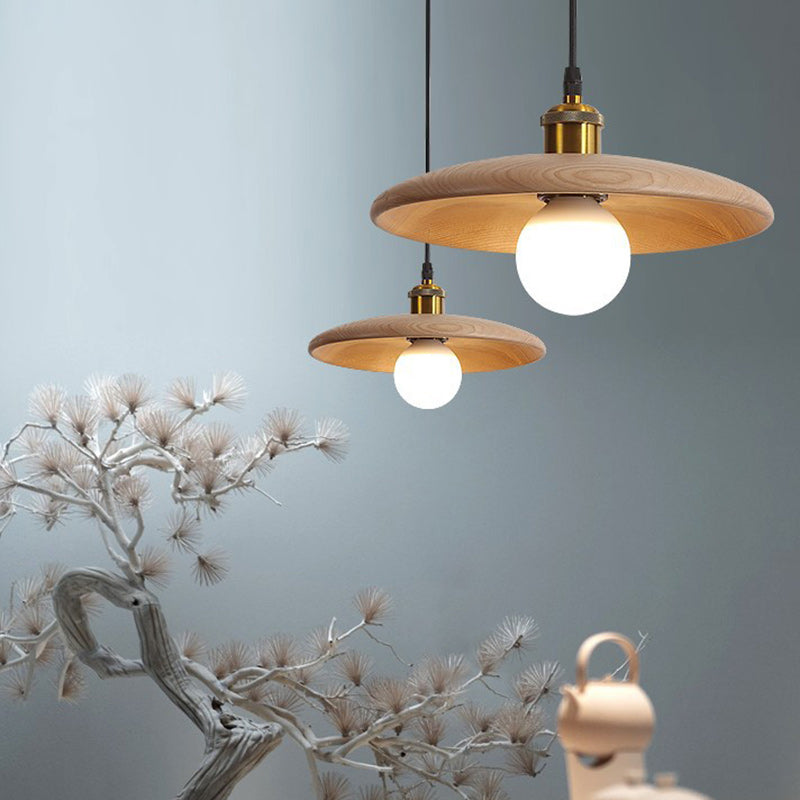 Traditioneller chinesischer Regenschirm Aluminium Massivholz 1 - Licht Pendelleuchte für Esszimmer 