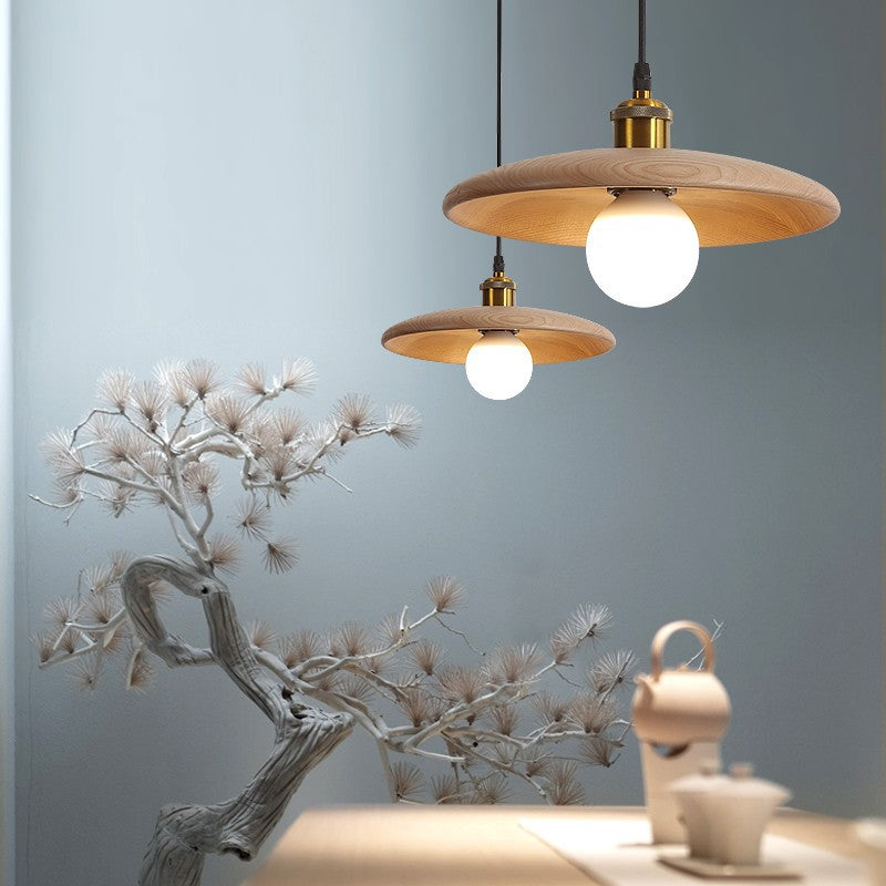 Traditioneller chinesischer Regenschirm Aluminium Massivholz 1 - Licht Pendelleuchte für Esszimmer 