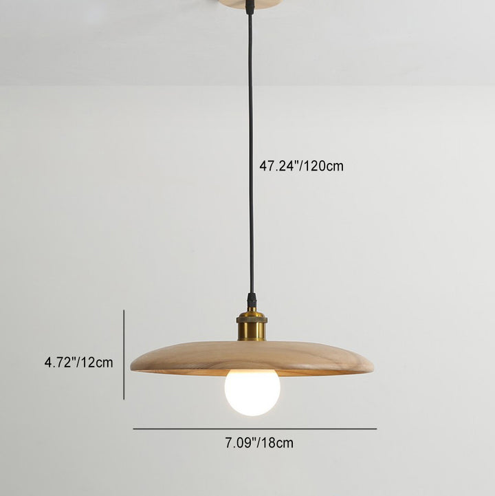 Traditional Chinese Umbrella Aluminum Solid Wood 1 - Light Pendant Light For Dining Room