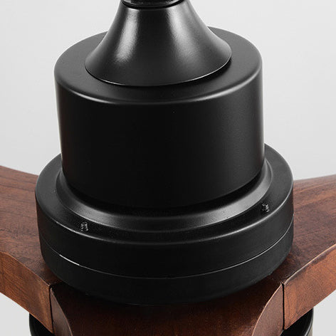 Ventilateur de plafond à trois pales nordiques contemporaines en acier au carbone et bois massif avec LED pour salon 