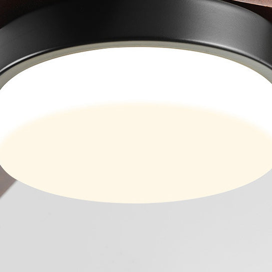 Ventilateur de plafond à trois pales nordiques contemporaines en acier au carbone et bois massif avec LED pour salon 