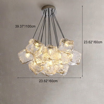 Zeitgenössischer nordischer transparenter Block-Hardware-Glas 7/13 - Licht-Kronleuchter für das Wohnzimmer 