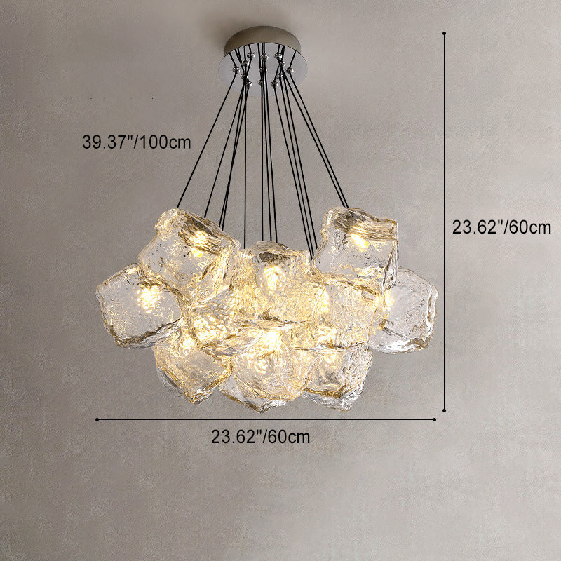 Zeitgenössischer nordischer transparenter Block-Hardware-Glas 7/13 - Licht-Kronleuchter für das Wohnzimmer 