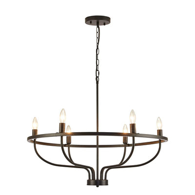 Modern Art Deco Candle Shape Iron Hardware 6 - Light Chandeliers For Dining Room