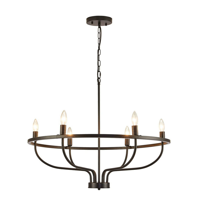 Modern Art Deco Candle Shape Iron Hardware 6 - Light Chandeliers For Dining Room