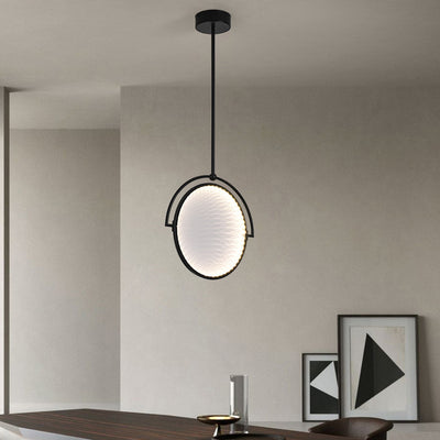 Modern Art Deco Round Reversible Acrylic Iron LED Pendant Light For Dining Room