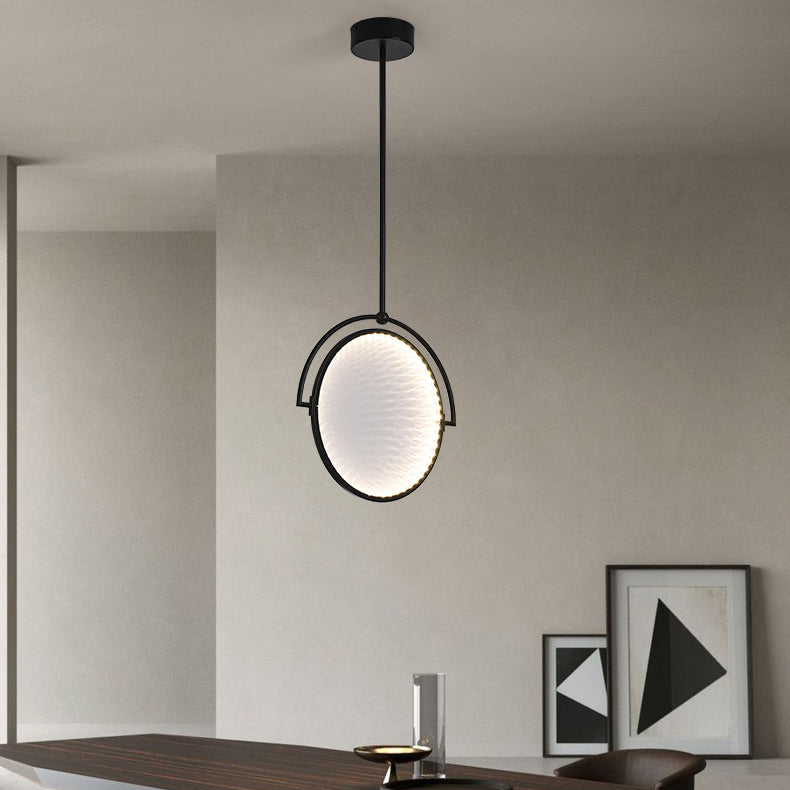 Modern Art Deco Round Reversible Acrylic Iron LED Pendant Light For Dining Room